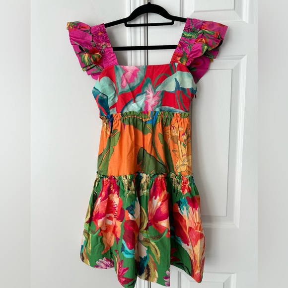 Farm Rio Foliage Mix Cotton Mini Dress, Size XS - Picture 6 of 16